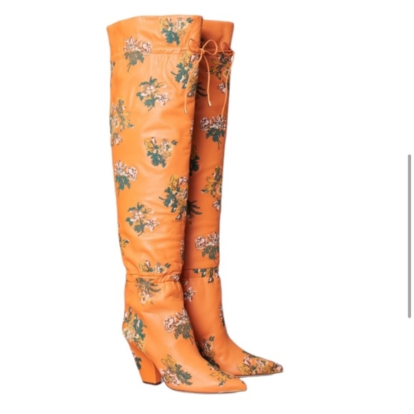 NWB Tory Burch Lila 90 Gathered Embroidered OTK Boot - Picture 4 of 9